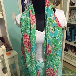 Lilly Pulitzer Tropical Print Scarf - Pink and Green